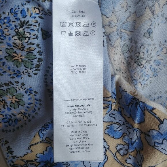 4/$20 Soya Concept Denmark blue cream patchwork look soft blouse top XS - Picture 12 of 14